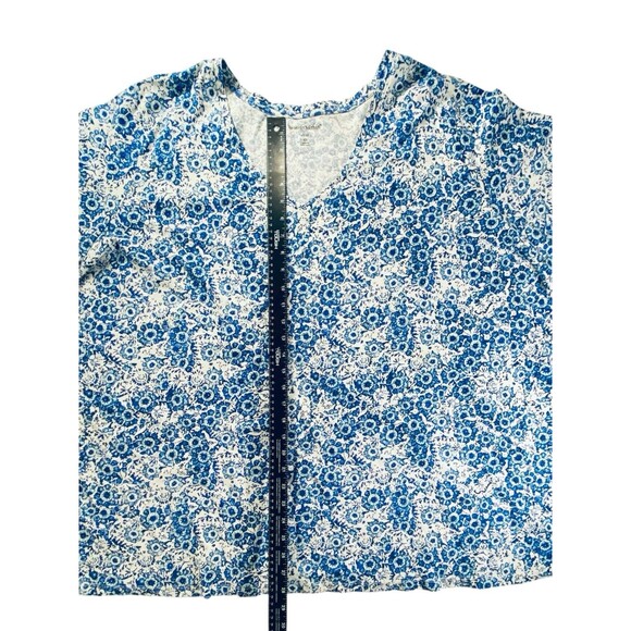 Woman Within Blue & White Short Sleeve Floral Tunic V Neck 6X (42/44) - Picture 6 of 10